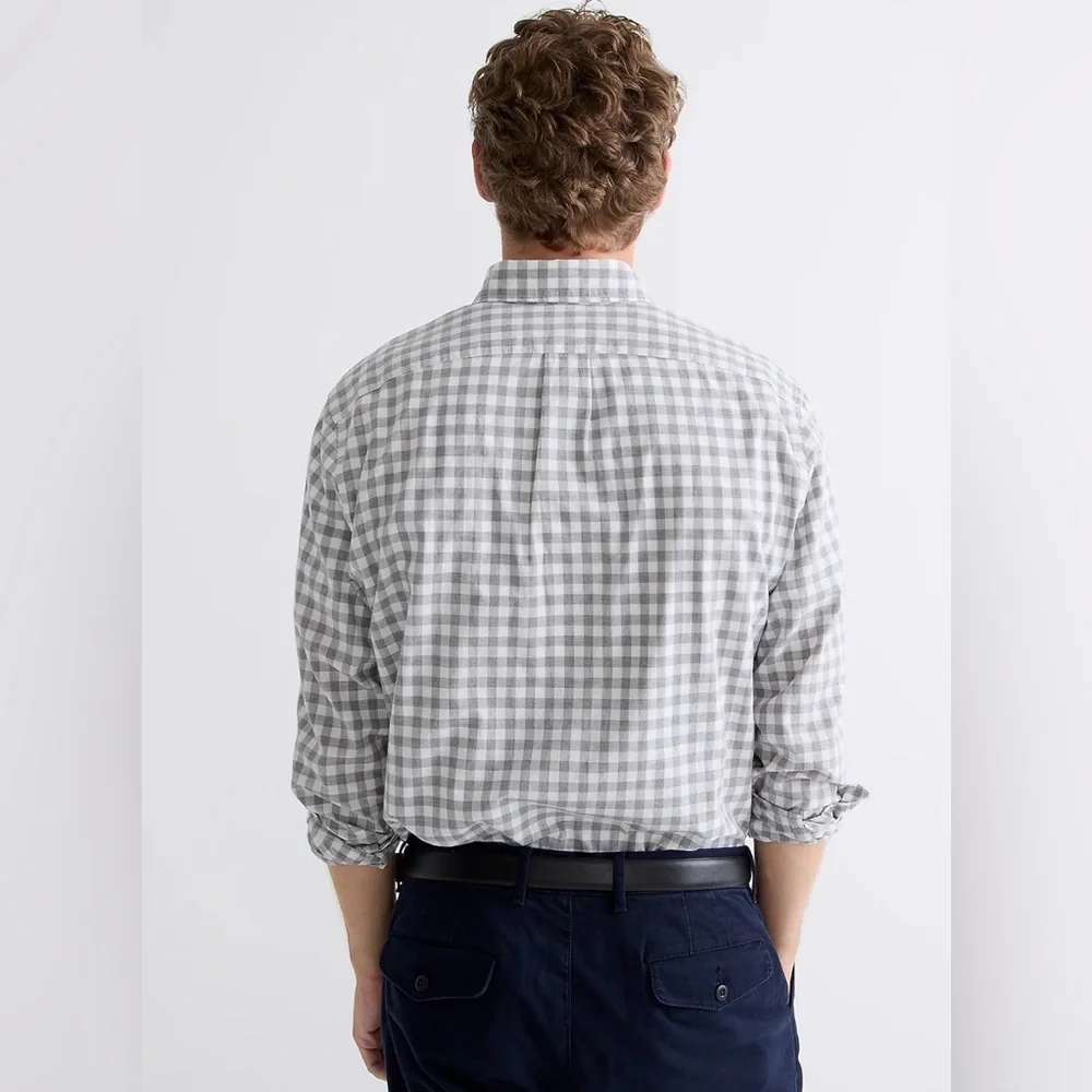J.Crew Secret Wash organic cotton poplin shirt Black White Check Classic Small